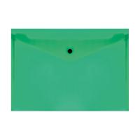 Папка-конверт на кнопке СТАММ А4, 150мкм, пластик, прозрачная, зеленая