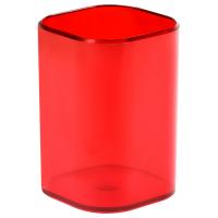 Подставка-стакан СТАММ "Фаворит", пластиковая, квадратная, тонированная красная
