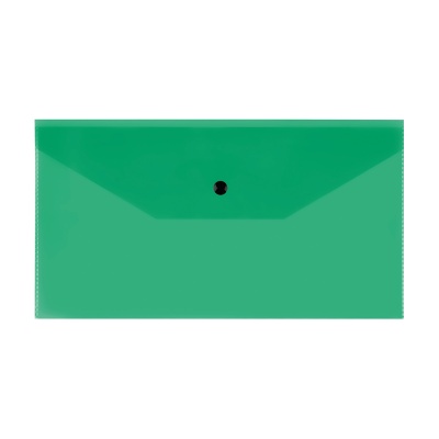 Папка-конверт на кнопке СТАММ С6, 150мкм, пластик, прозрачная, зеленая