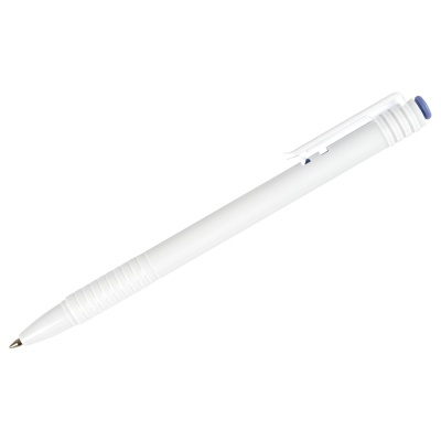 Ручка шариковая автоматическая СТАММ "500" синяя, 0,7мм, белый корпус
