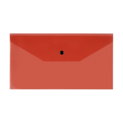 Папка-конверт на кнопке СТАММ С6, 150мкм, пластик, прозрачная, красная