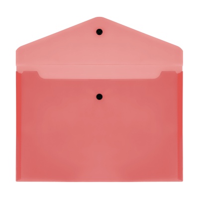 Папка-конверт на кнопке СТАММ А4, 150мкм, пластик, прозрачная, красная