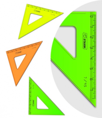 Треугольник 45*,7см СТАММ, пластиковый, прозрачный, неоновые цвета, ассорти