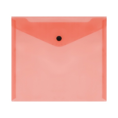 Папка-конверт на кнопке СТАММ А5+, 150мкм, пластик, прозрачная, красная
