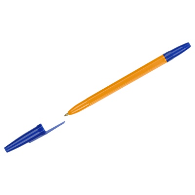 Ручка шариковая СТАММ "Оптима" синяя, 1мм, оранжевый корпус